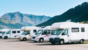 Line of RVs and campers ready for professional RV and Camper Pumping services