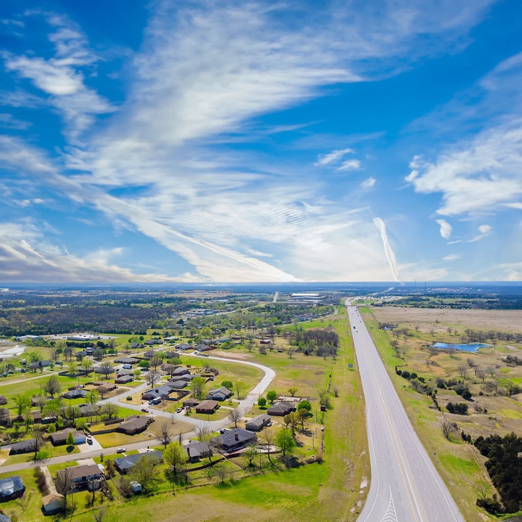Aerial view of Hawthorne, FL service area for portable toilet rentals