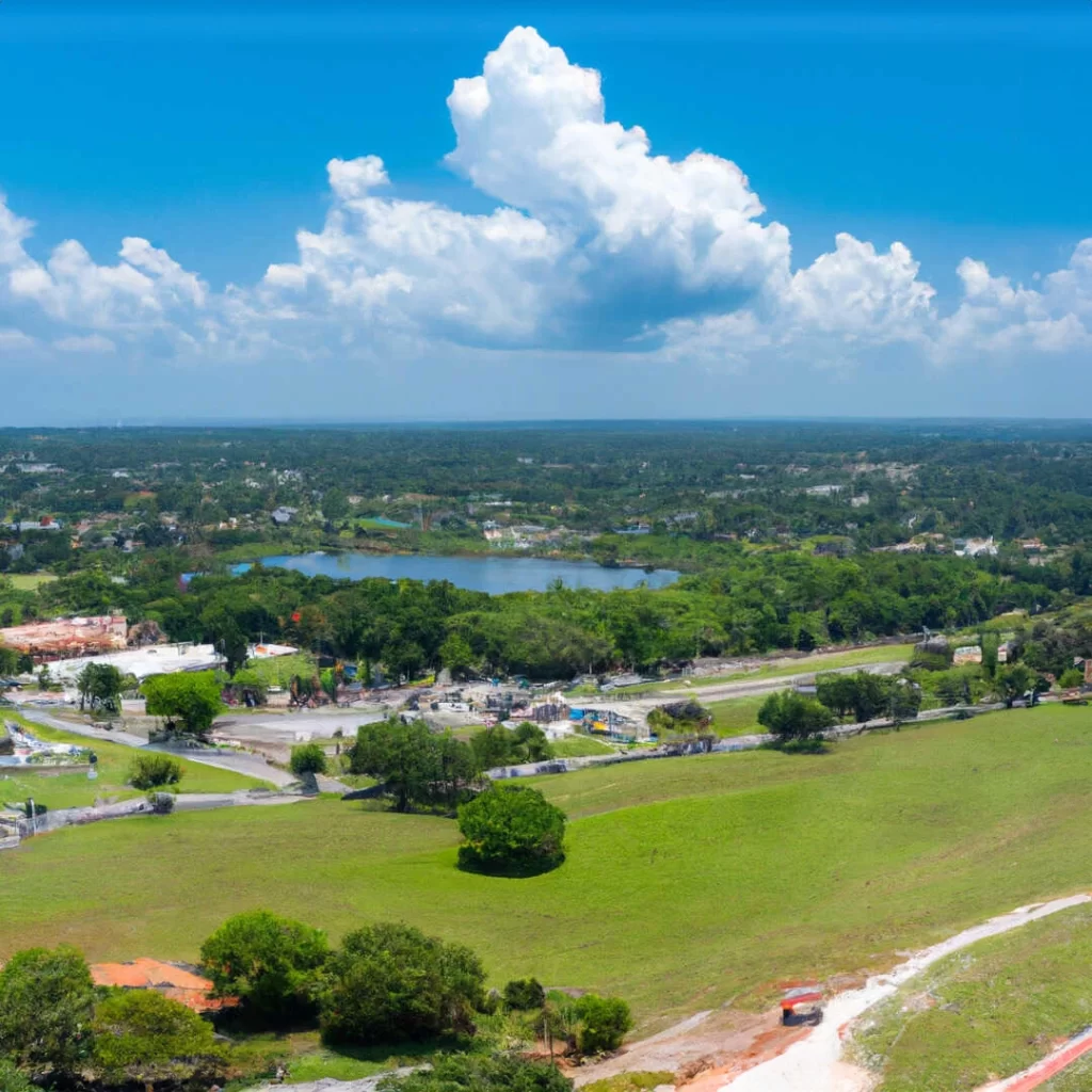 Aerial view of Morriston, FL highlighting areas served by portable toilet rentals