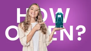 A woman points to a miniature Princess Portable Toilet, highlighting professional portable toilet cleaning in Florida
